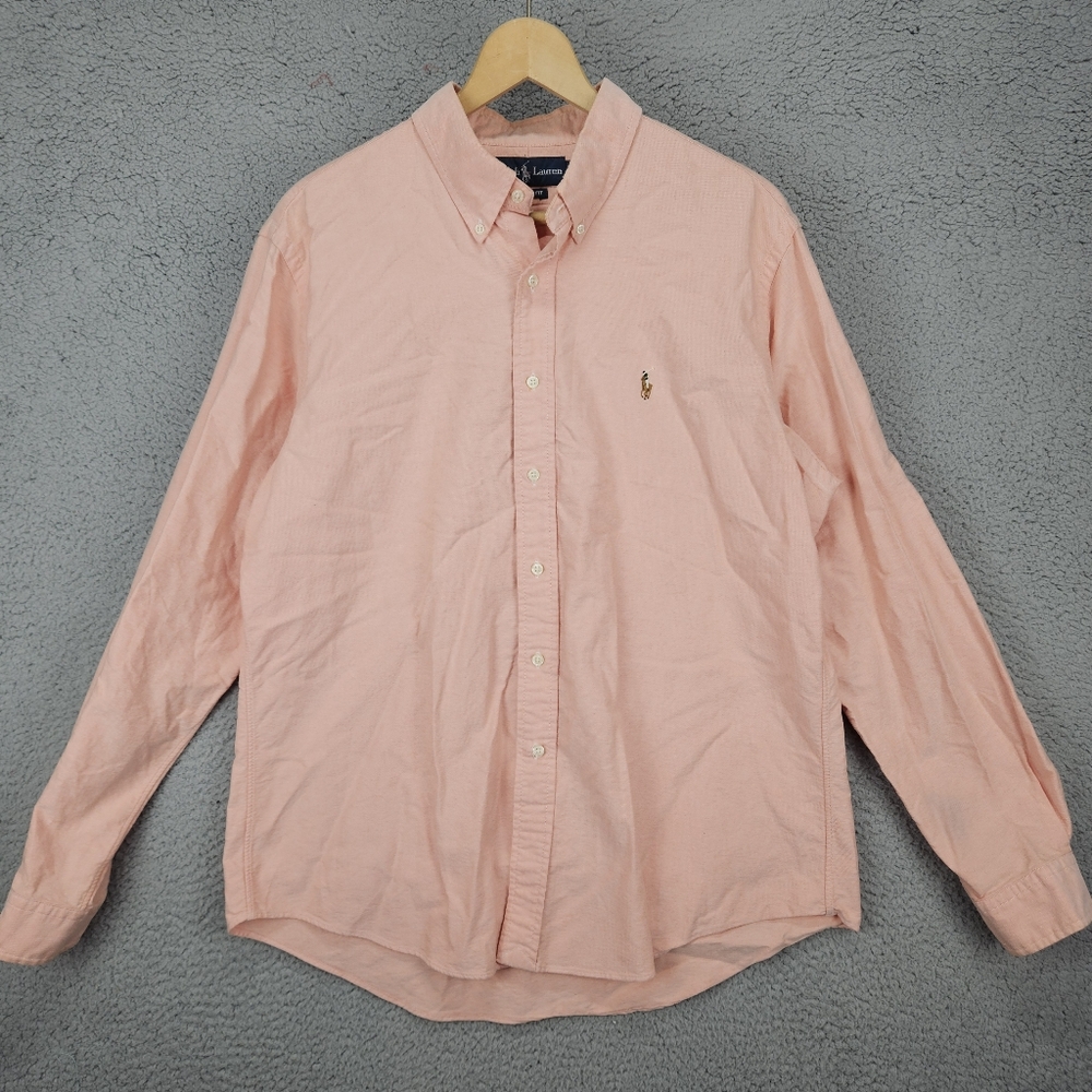 Vintage Ralph Lauren Shirt Mens XL Peach Long Sleeve Button Down Custom Fit